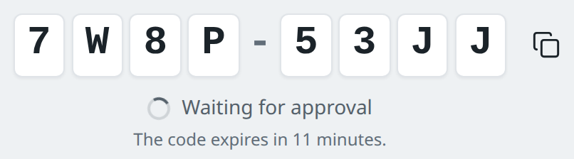 The agent showing a pairing code, waiting for approval.